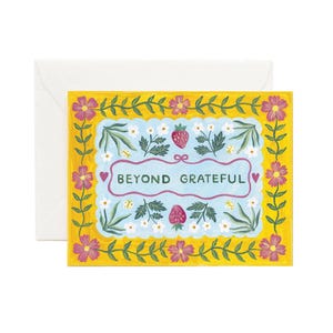 Blooming Gratitude-kaart, op folk geïnspireerd ontwerp, bedankkaart, Beyond Grateful-kaart