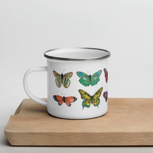 Butterflies Enamel Mug, Housewarming Gift, Mug Birthday Gift, Gift Under 30, Teacher Gift, Cozy Holiday Mug, CUP image 3