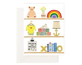 Mignon nouvelle carte bébé // Carte bébé, Carte de douche de bébé, Félicitations pour bébé, Petite fille, Bébé garçon, Carte bébé unisexe, Bienvenue bébé