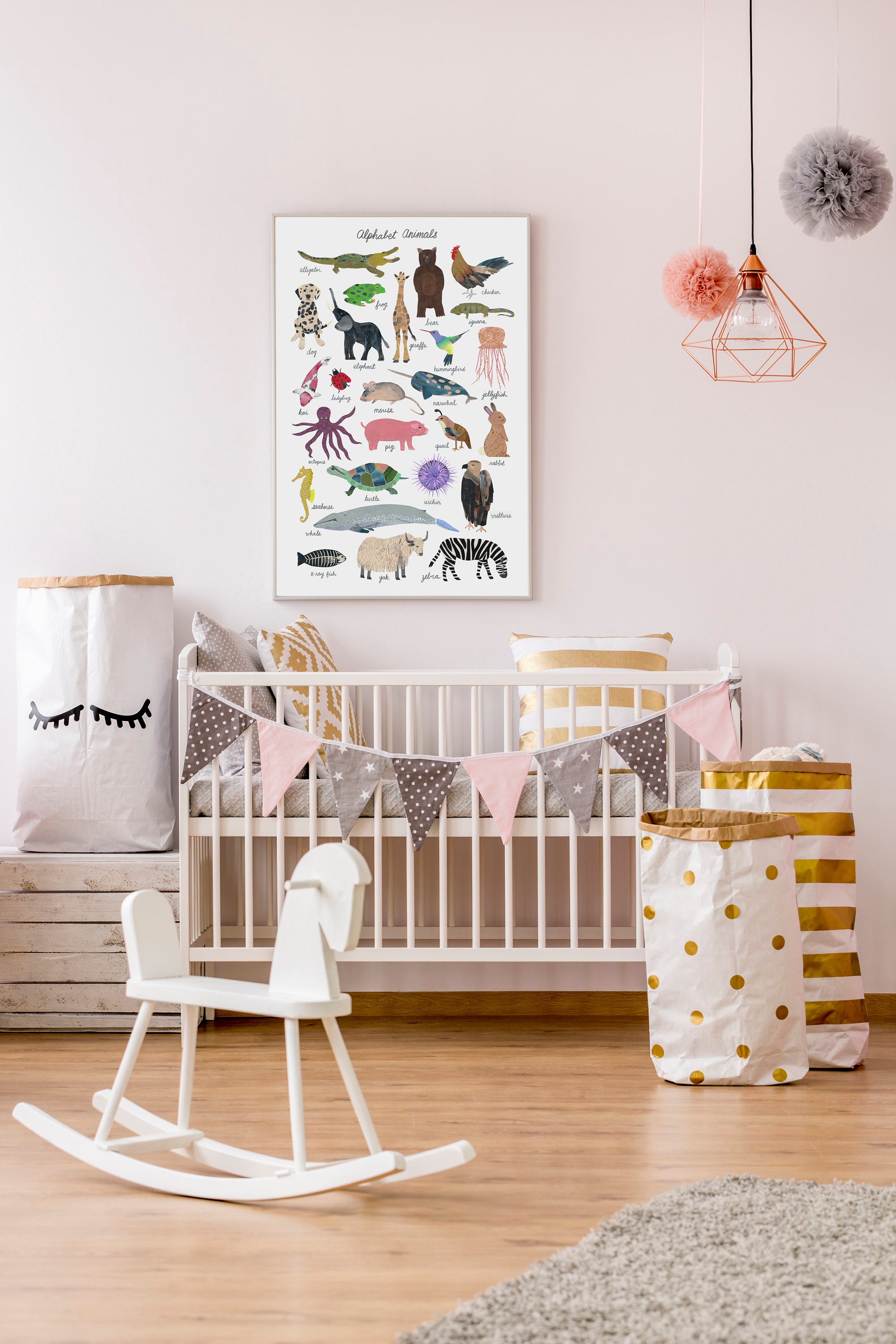 Rainbow Animal Alphabet Art Print, ABC Animal Poster for Kids Room ...