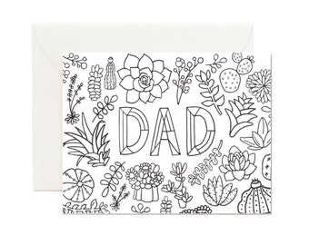 Father's Day Coloring Card // Dad Coloring Birthday Card, Dad DIY Birthday Card, Gift for Dad, Coloring Card, Happy Father's Day, Dad Gift