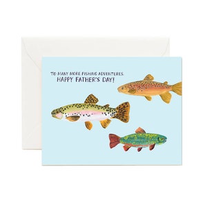Fishing Adventure Father&#39;s Day Card // Fishing Dad Card, Illustrated Trouts, Father&#39;s Day Fishing Card, Card for Dad, Father&#39;s Day Gift