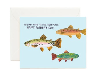 Fishing Adventure Father's Day Card // Fishing Dad Card, Illustrated Trouts, Father's Day Fishing Card, Card for Dad, Father's Day Gift