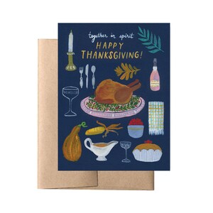 Mesa de Ação de Graças // Cartão de Ação de Graças, Cartão de Ação de Graças de Quarentena Covid, Cartão de saudades, Devorador de comida de Ação de Graças
