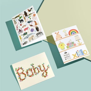 Baby Florals // Baby Shower Card, New Baby Card, Welcome Baby, Floral Lettering, Simple Baby Card image 2