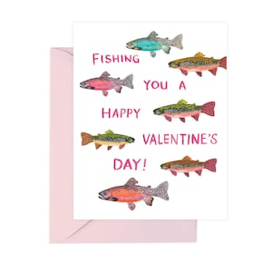 Fishing Valentine&#39;s Day Card, Valentine&#39;s Day Card, Love and Friendship Card, Trout, Boyfriend Husband Valentine&#39;s Day