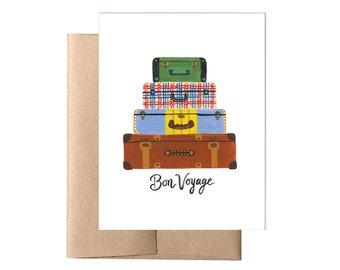 Bon Voyage Travel Card// Safe Travels Card, Graduation Card, Bon Voyage Card, Gift for Traveler, Card for Traveler