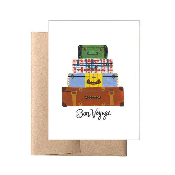 Bon Voyage Travel Card// Safe Travels Card, Graduation Card, Bon Voyage Card, Gift for Traveler, Card for Traveler