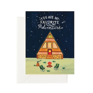 Tarjeta de cumpleaños/aniversario "Eres mi aventura favorita", tarjeta con cita de amor para tu pareja, tarjeta de viaje y campamento para él.