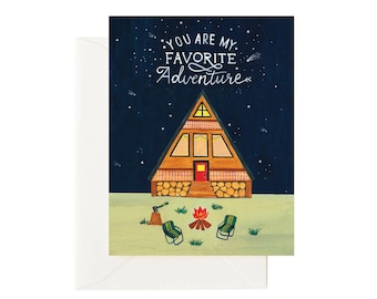 You Are My Favorite Adventure Birthday/Anniversary Card, Love Quote Card for Partner, Travel Camping Card for Him