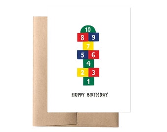 Kids Birthday Card // Hopscotch Game, Daughter Card, Son Card, Toddler's Birthday Card, Baby Birthday,Niece Nephew