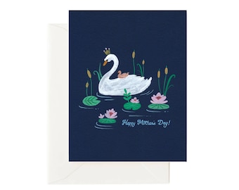 Mutter Schwan Karte / Schwan und Baby Karte, Karte für Mama, Illustrierter Schwan, Geschenk zum Muttertag, Karte zum Muttertag