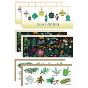 Conjunto de cartões horizontais de pacote de férias, conjunto de 6 cartões de feriados e Natal, pacote de cartões comemorativos, cartões de desconto em massa, cartões de feriados
