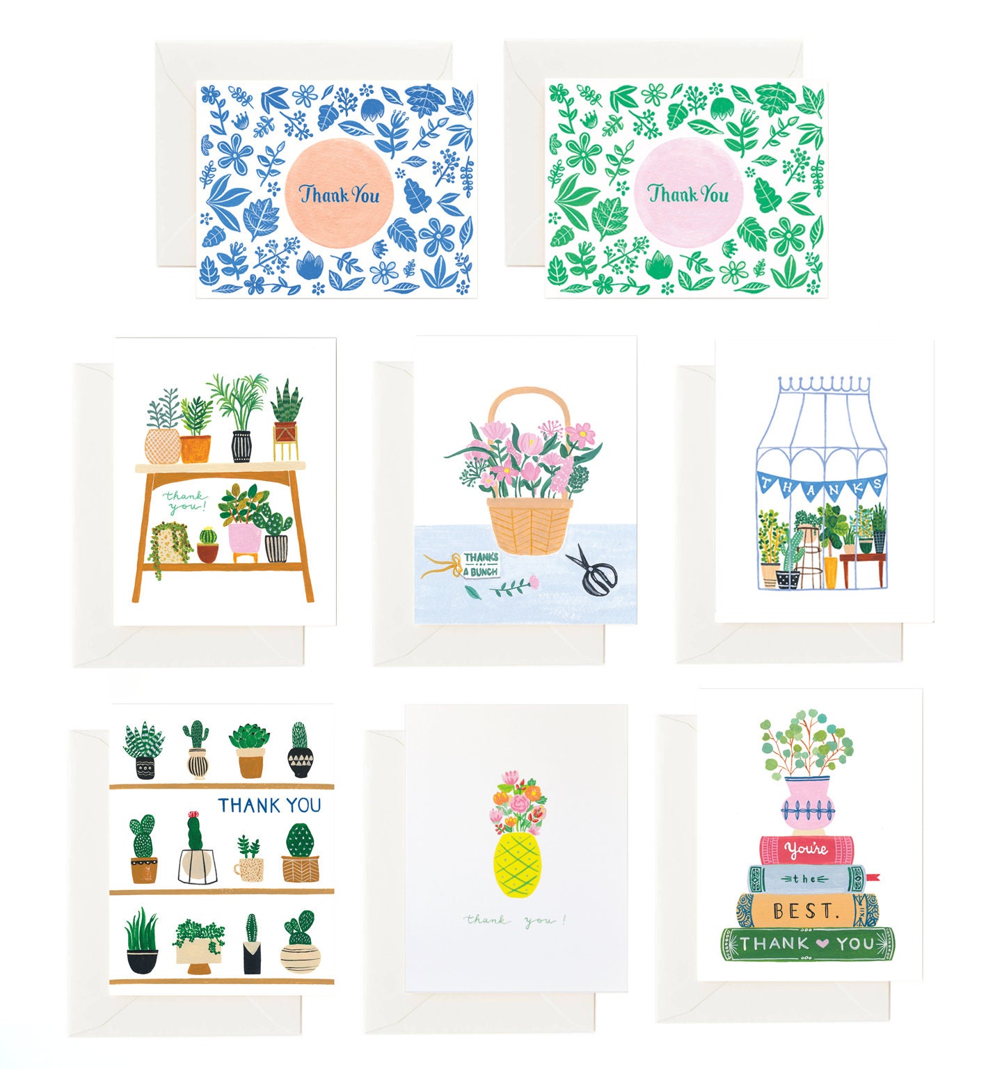 Floral Thank You Greeting Cards Set, Box Set of 8 Thank You Cards ...