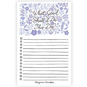 Blue Purple Watercolor Floral Notepad, Inspirational Writing Pad, Encouraging Motivational Stationery Notepad, Floral To Do Writing Pad Purple Notepad