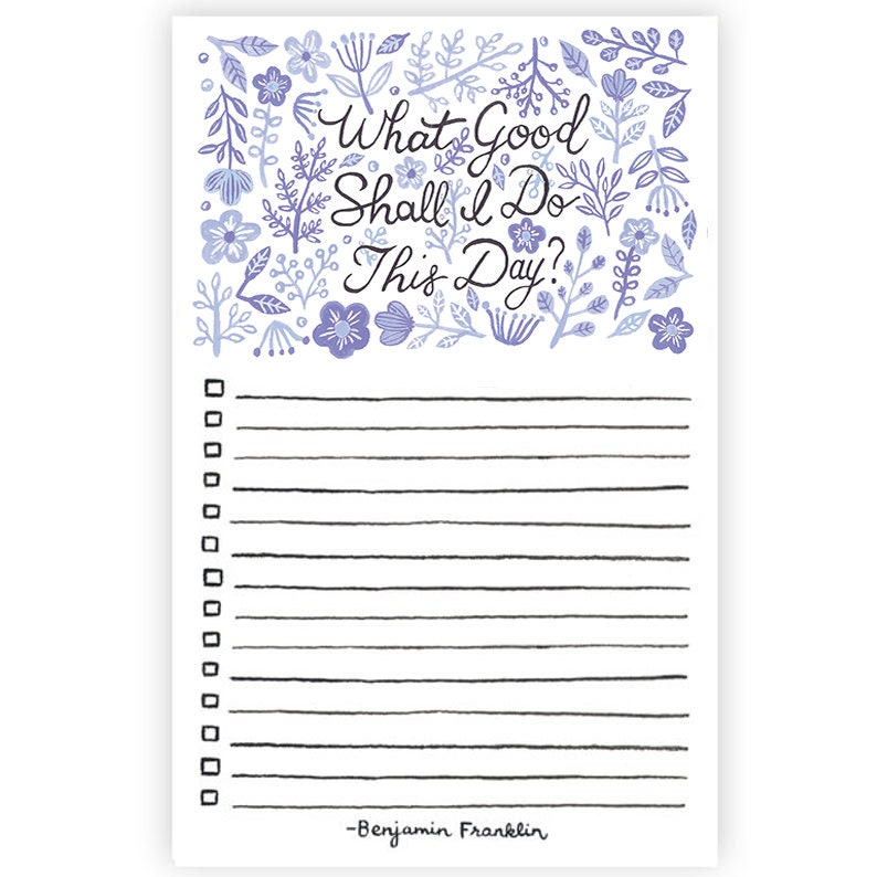 Blue Purple Watercolor Floral Notepad, Inspirational Writing Pad, Encouraging Motivational Stationery Notepad, Floral To Do Writing Pad Purple Notepad