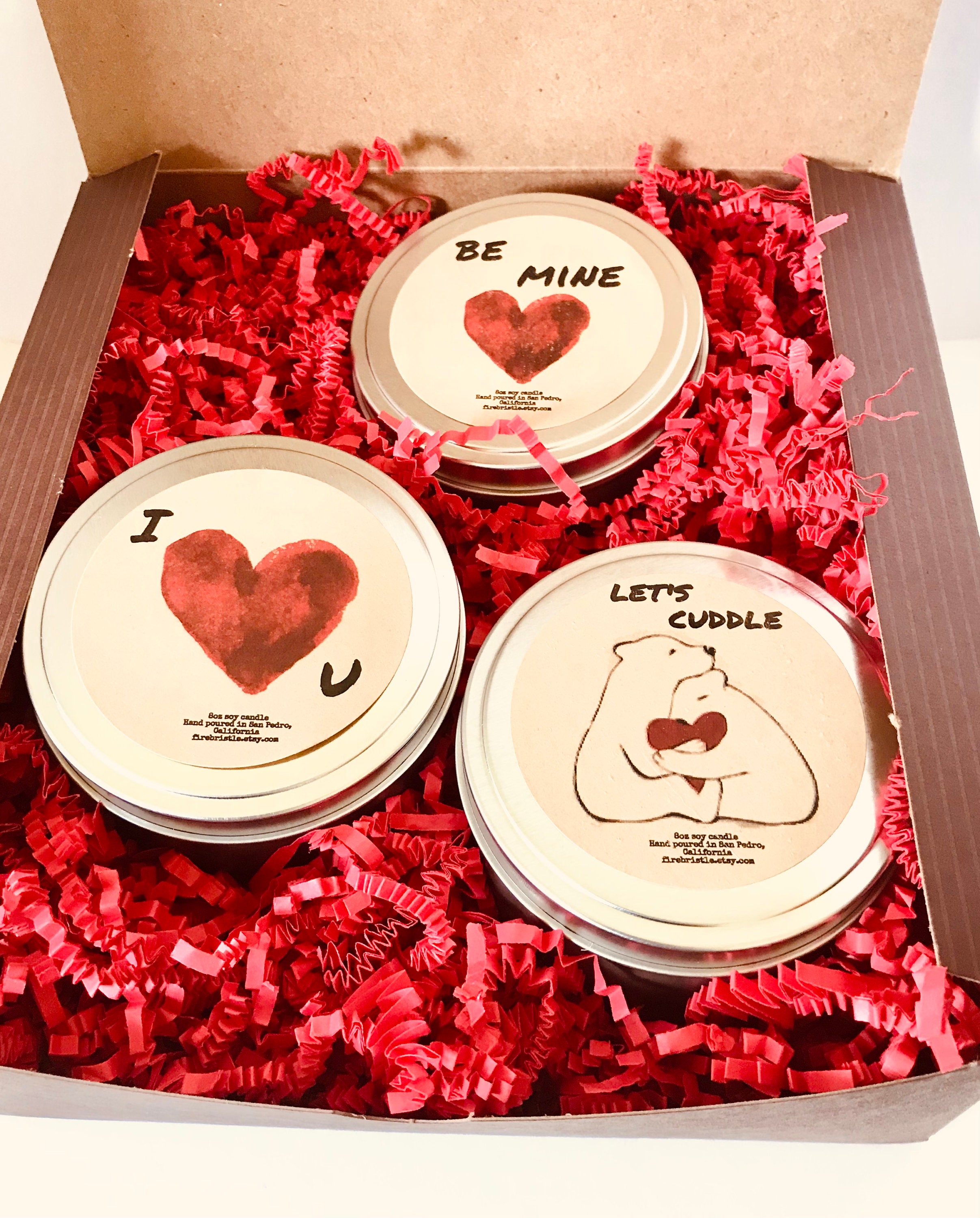 VALENTINES DAY GIFT Box Set of 3 Candles Personalized Etsy