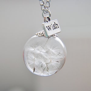 Clearance Dandelion Necklace Make A Wish Real Dandelion Seed Terrarium Jewelry Real Flower Jewelry Glass Bead Orb Necklace Botanical image 5