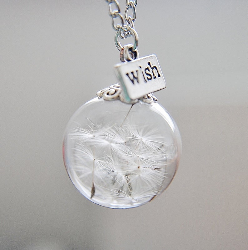 Clearance Dandelion Necklace Make A Wish Real Dandelion Seed Terrarium Jewelry Real Flower Jewelry Glass Bead Orb Necklace Botanical image 5