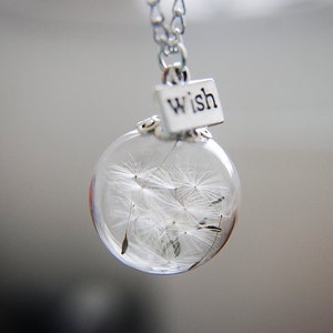 Clearance Dandelion Necklace Make A Wish Real Dandelion Seed Terrarium Jewelry Real Flower Jewelry Glass Bead Orb Necklace Botanical image 1
