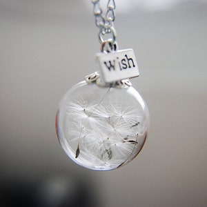 Abstand - Pusteblume Halskette machen einen Wunsch Echte Löwenzahn Samen Terrarium Schmuck Echte Blume Schmuck Glas Perle Kugel Halskette Botanische