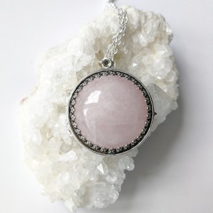 Sterling Silver, Rose Quartz Locket,Photo Locket,Gemstone Locket, Photo Medaillon, Keepsake Jewellery, personalised jewellery