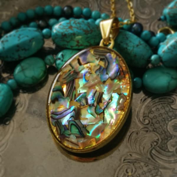 Personalised Locket Abalone Paua Shell Iridescent, Custom Necklace, Photo Locket, Secret Message, Keepsake Jewellery, Medaillon, Memory Gift