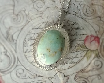 Silver Locket Turquoise Personalised Photo Medaillon Necklace Jewelry Vintage Victorian Style Power Stone Healing Gift For Her