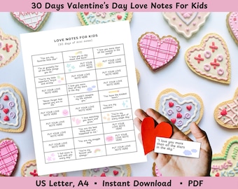 Valentine's Day Love Notes for Kids: Printable Lunchbox Cards (PDF)