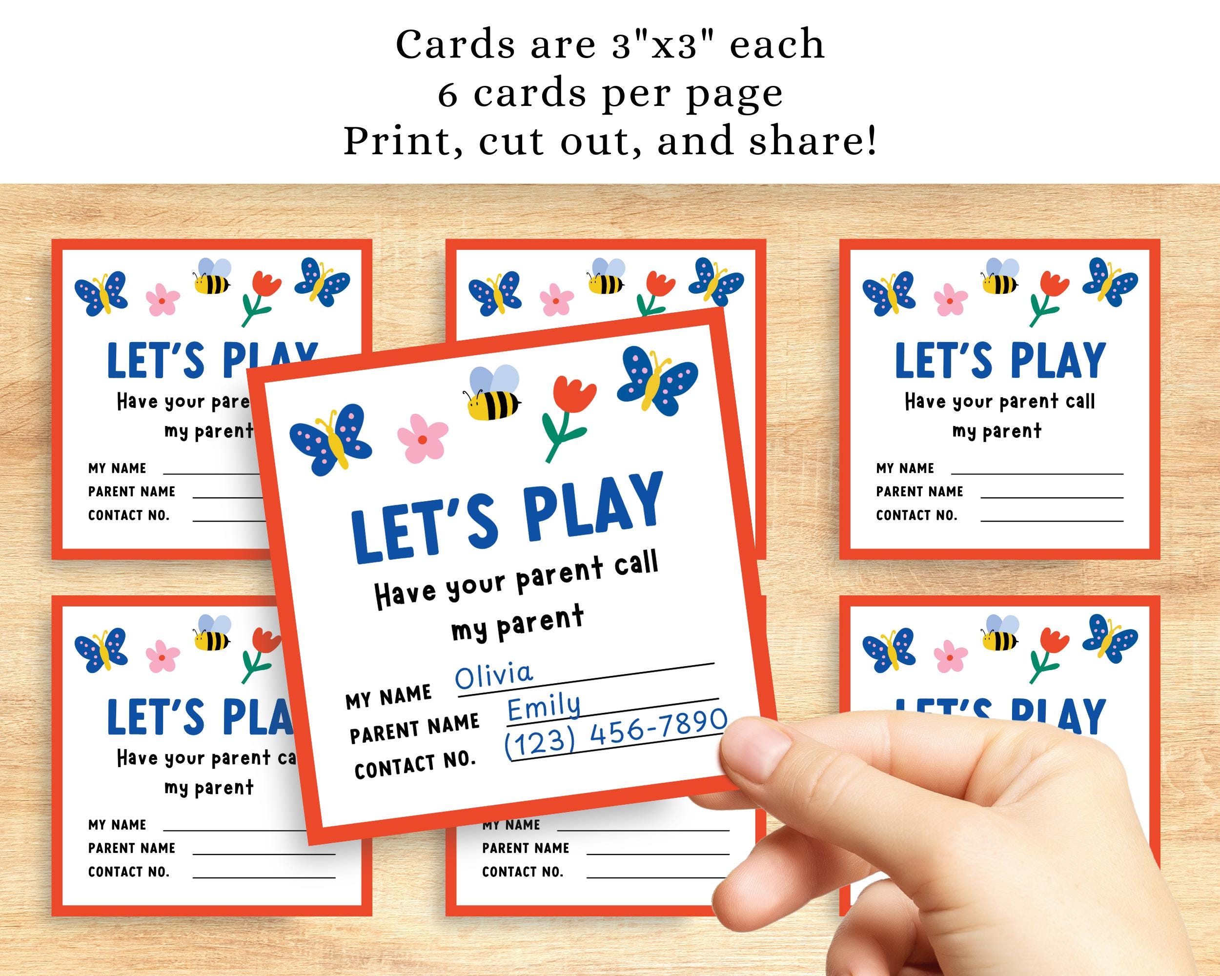 50 Play Date Cards For Kids - Let's Play Keep In Touch