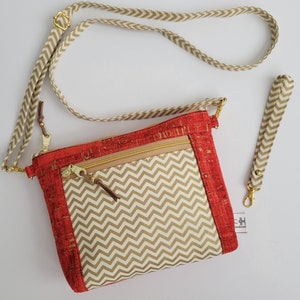 Crossbody Wristlet Zipper Pouch Faux Cork Gold Metallic