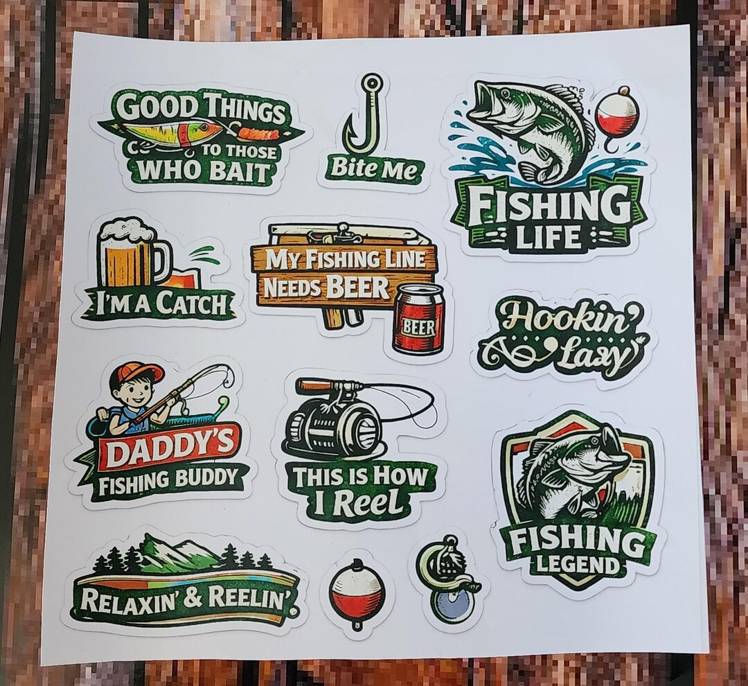 Funny Fishing Stickers, Bass, Lake Life, Waterproof Vinyl Decals (set ...