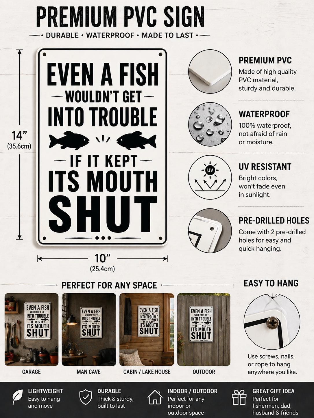 Humorous Fish Shop Signs Funny Fishing Sign, Man Cave Wall Art, PVC 10x14, Fisherman Gift - Etsy
