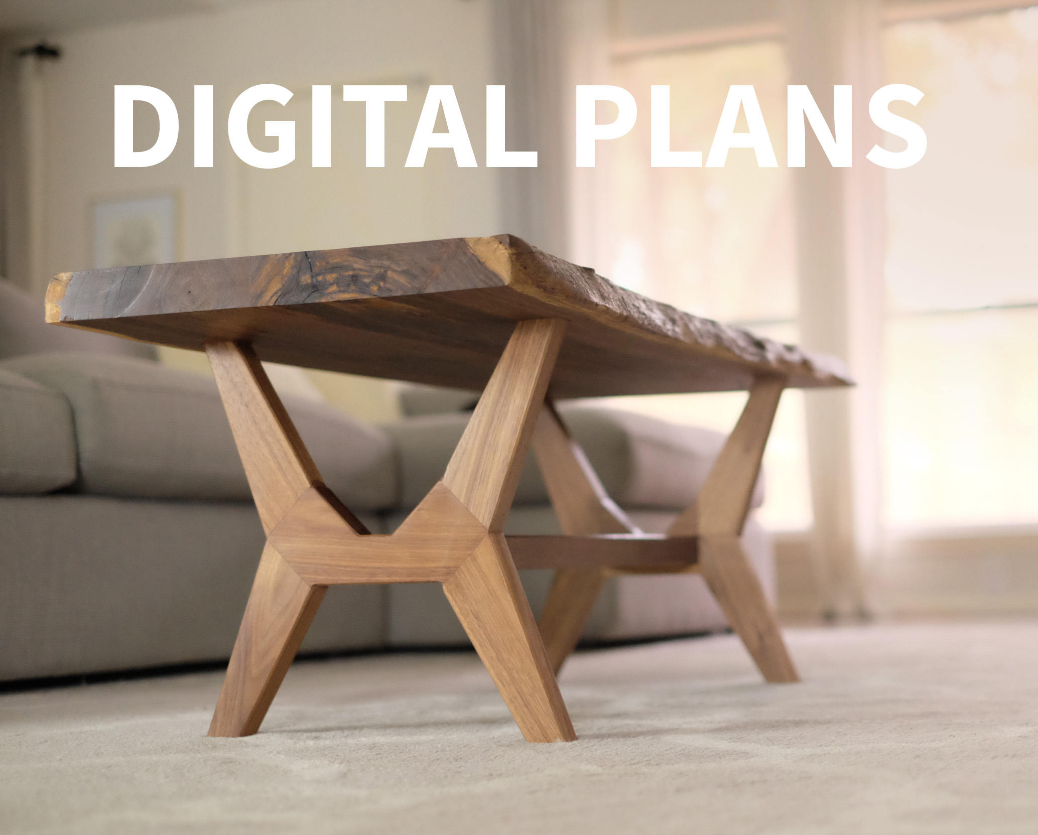 CNC Flat Pack Live Edge Mid Century Modern Coffee Table Etsy