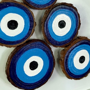 Evil Eye Hand-Painted Wood Slice Magnets