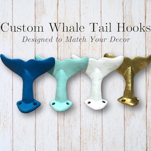 Cast Iron Whale Tail Hook: Custom Painted Beach Decor