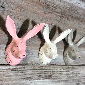 Rabbit Cast Iron Wall Hook / Custom Painted Rabbit Wall Decor / Nature Decor / Woodland Decor / Nursery Decor