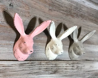 Rabbit Cast Iron Wall Hook / Custom Painted Rabbit Wall Decor / Nature Decor / Woodland Decor / Nursery Decor