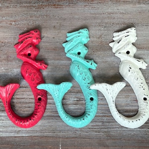 Mermaid Cast Iron Decorative Hook - Custom Painted Mermaid Hook - Beach Decor