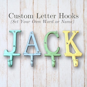 Hand Painted Cast Iron Letter Hook: Rustic Wall Decor - Custom Alphabet Hook