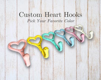 Heart Wall Hook - Custom Painted Heart Hook - Nursery Wall Hook