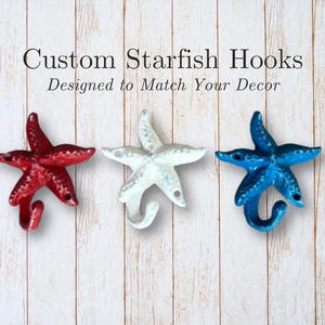 Cast Iron Starfish Hook: Custom Painted Beach Decor