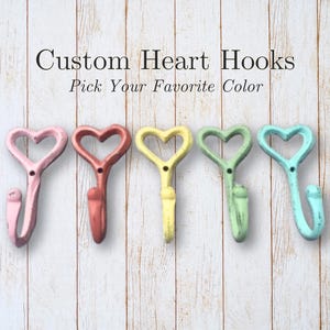Heart Hook / Heart Shaped Cast Iron Decorative Hook / Custom Painted Heart Hook / Nursery Wall Hook
