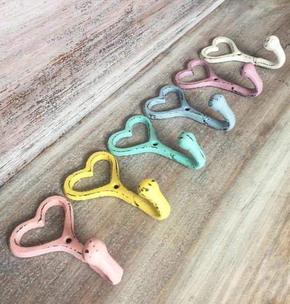 Heart Hook Heart Shaped Cast Iron Decorative Hook Custom Painted Heart Hook Nursery Wall Hook Etsy