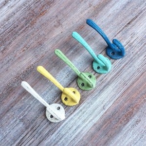 Coat Wall Hook - Custom Painted Cast Iron Decorative Hook - Shabby Distressed Nursery Decor - Beach House Decor