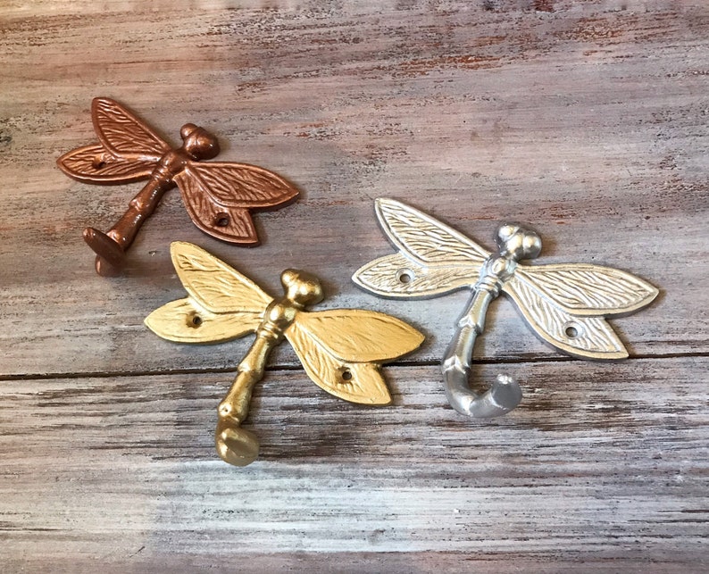 Detailed Dragonfly Cast Iron Decorative Hook / Custom Painted Etsy