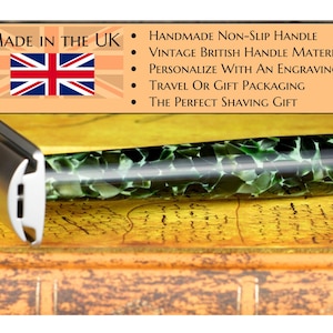 Bespoke Razor - Handmade Vintage Conway Classic Green Handle - German Muhle Rocco Stainless Steel Head
