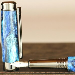 Calligraphy Fountain Pen - Handmade Diamond Cast Smoke on the Water Body - Bock 1.1mm Stainless Steel Size 5 Stub Calligraphy Nib