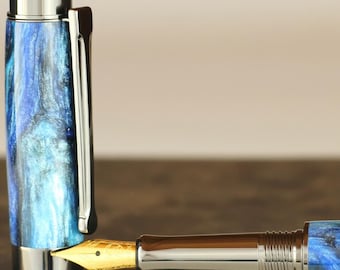 Handmade Diamond Cast Acrylic Fountain Pen: Engravable 18K Gold Nib