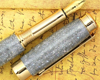 18Kゴールドペン先万年筆、ステンレススチール万年筆、筆記、書道